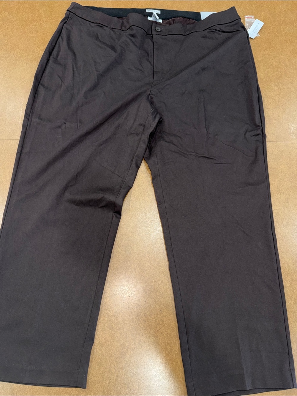 NWT Catherines Dark Brown Chino Pants - Straight Leg Trousers w/ Stretch
